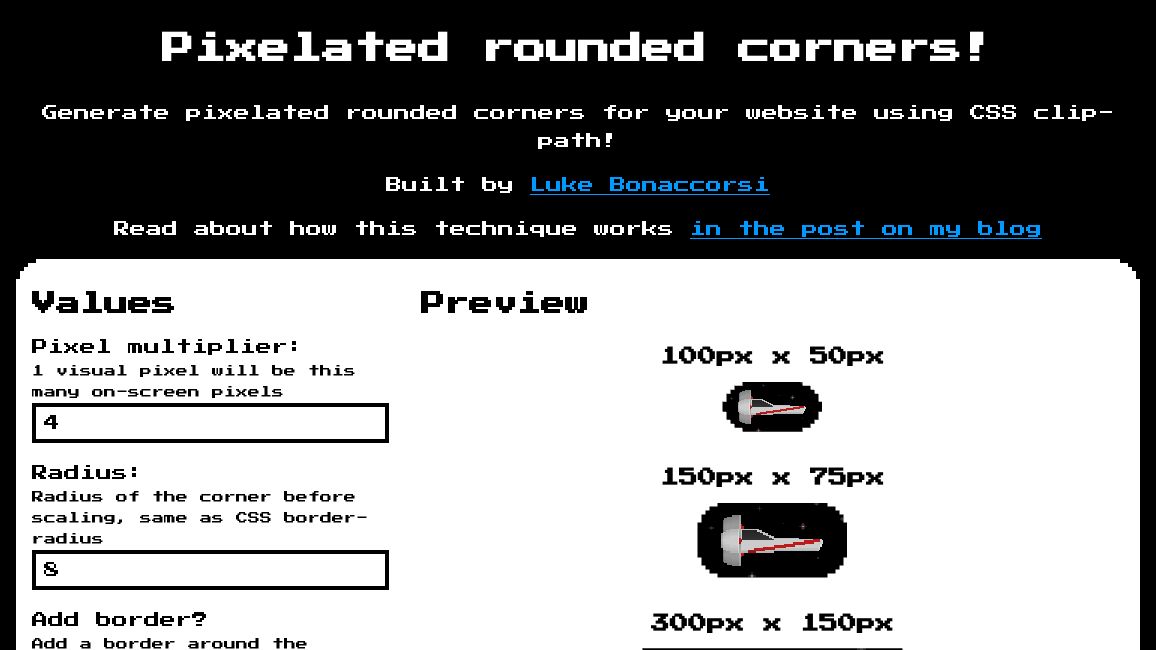 Screenshot of Pixelated rounded corners