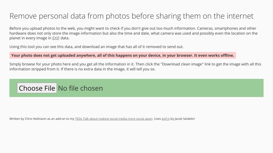 Screenshot of Remove Photo Data