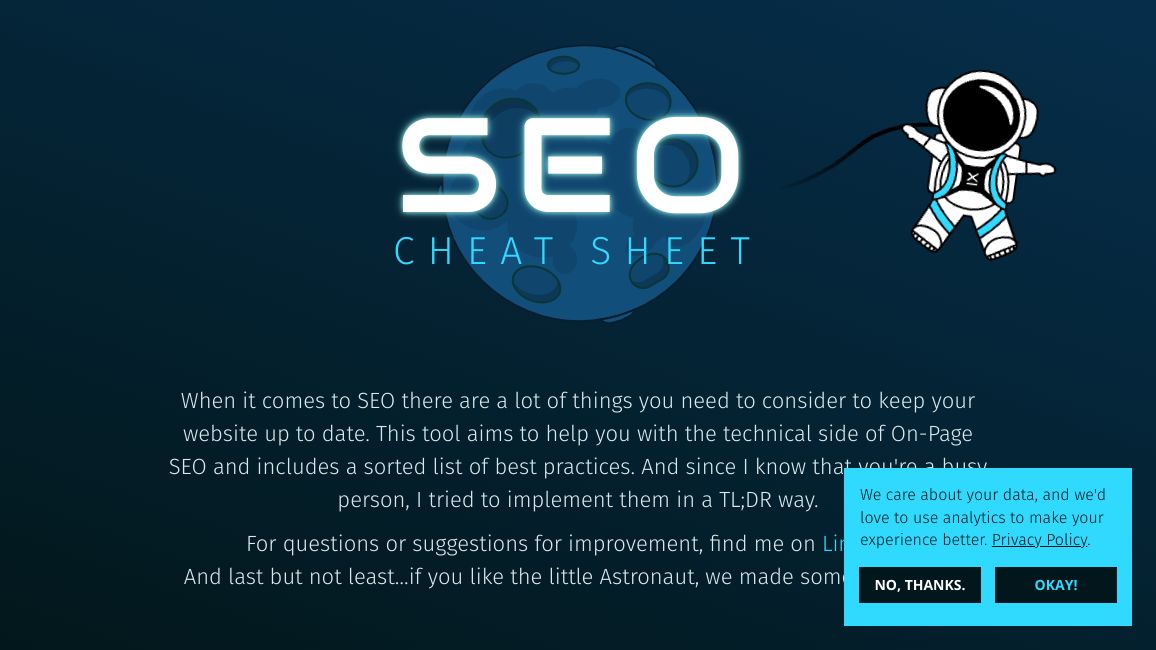 Screenshot of SEO Cheat Sheet