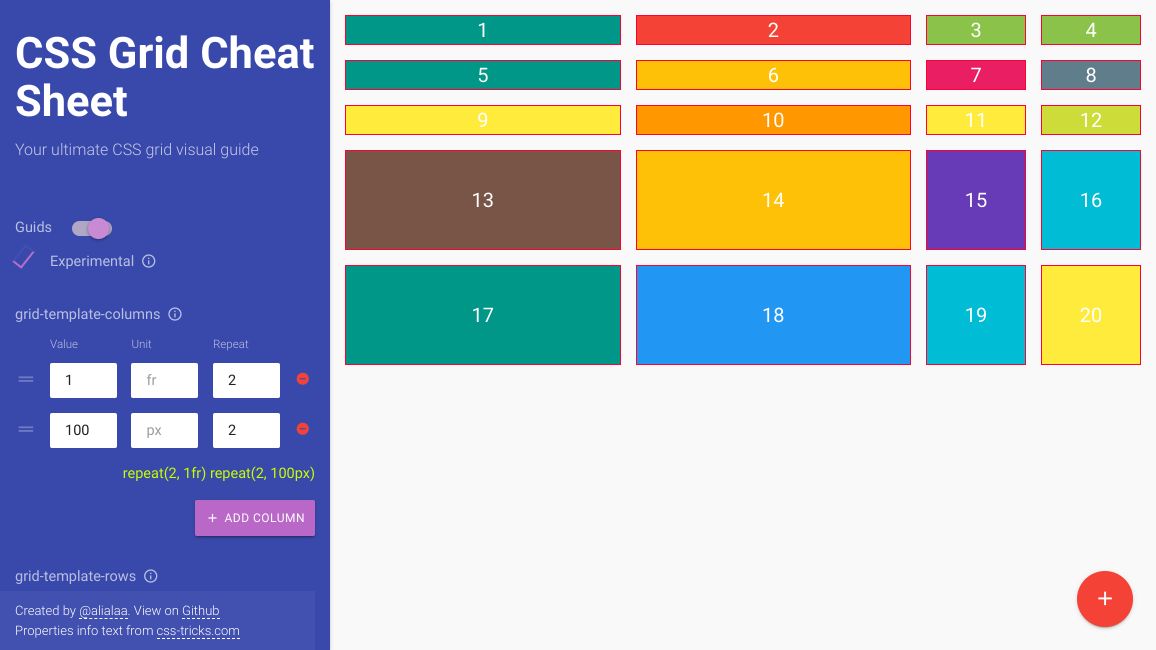 Screenshot of CSS Grid Cheat Sheet