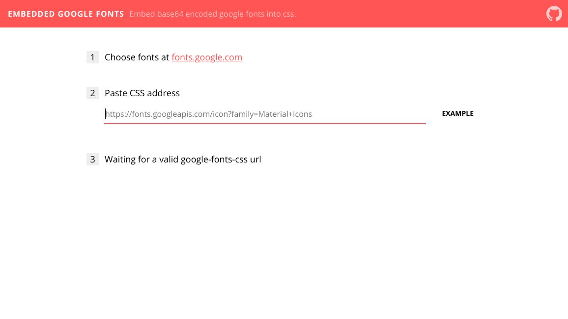 Screenshot of Embedded Google Fonts