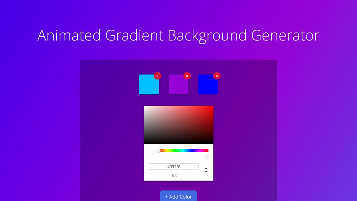 Screenshot of Animated Gradient Background Generator