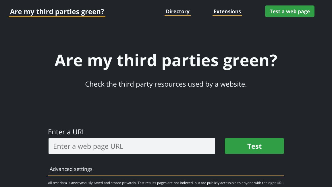 Screenshot of Are my third parties green?