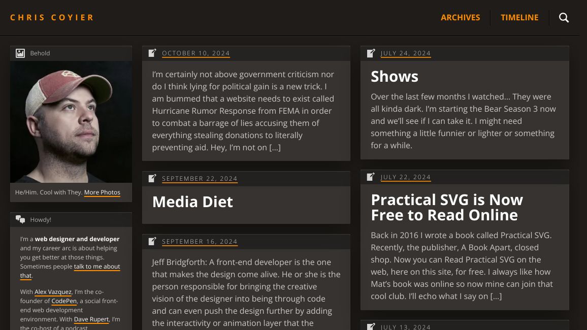 Page screenshot of chriscoyier.net/
