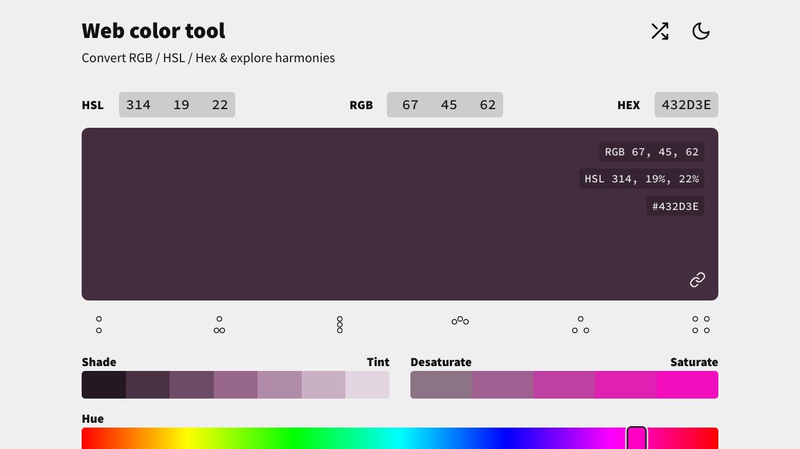 Screenshot of Web Color Tool