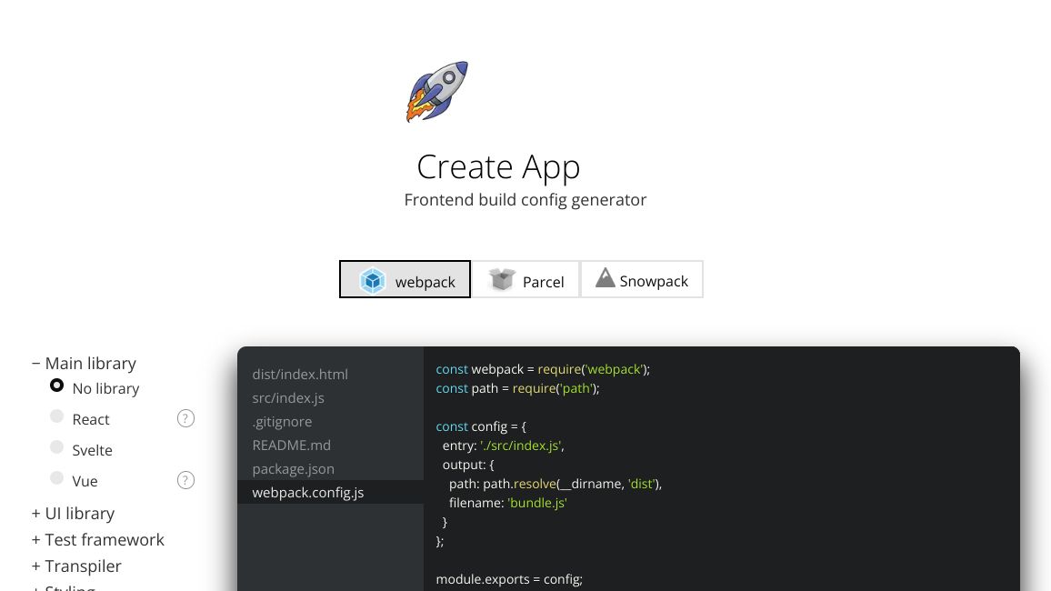 Screenshot of Create App