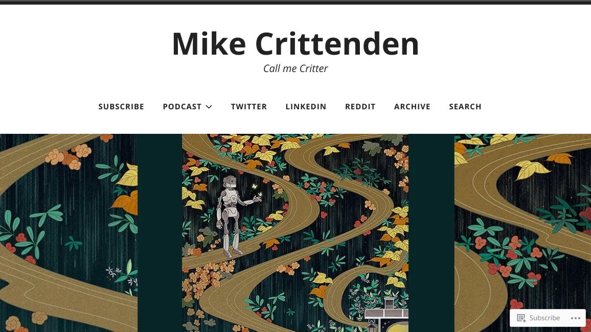 Page screenshot of critter.blog/