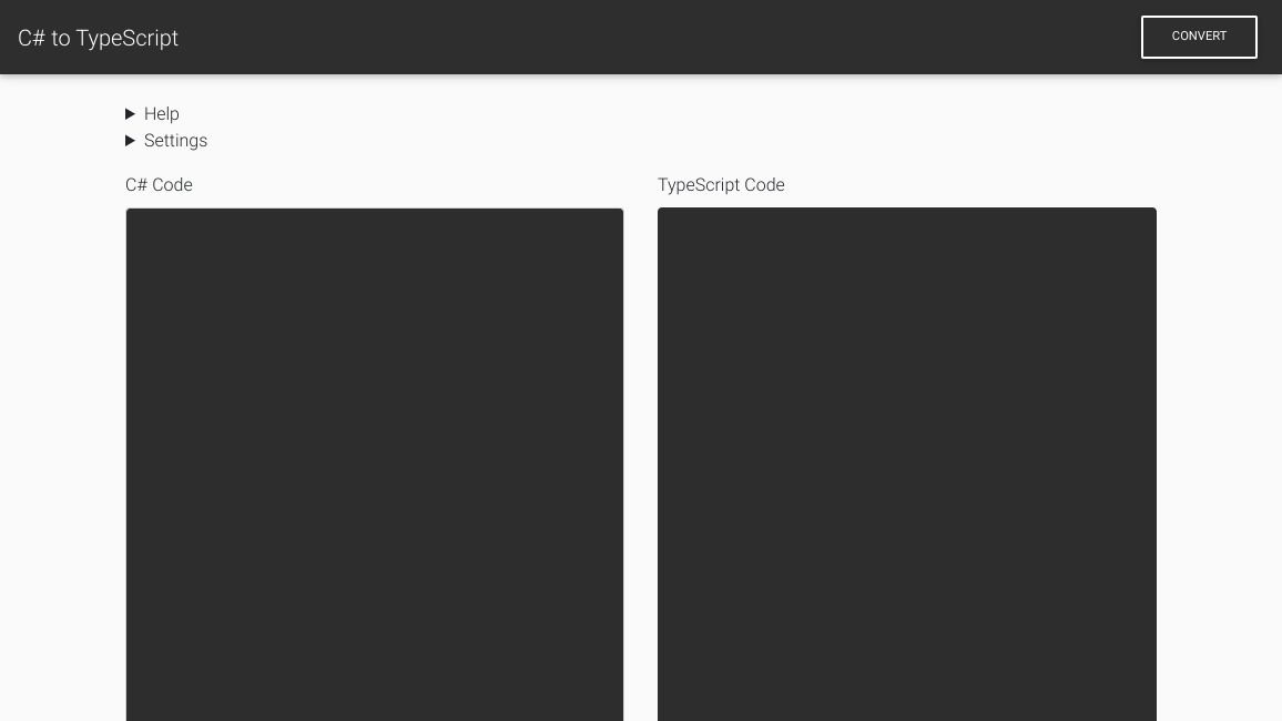 Screenshot of C# To TypeScript