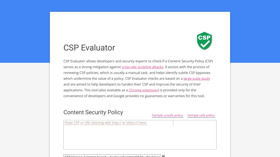 Screenshot of CSP Evaluator