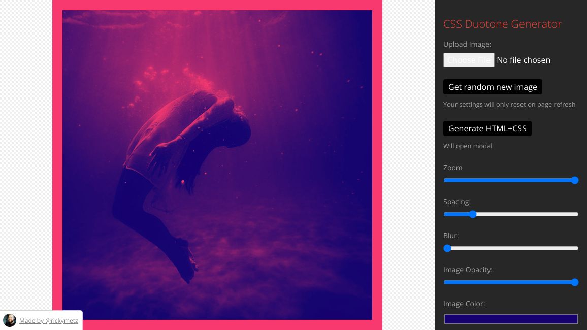 Screenshot of CSS Duotone Generator