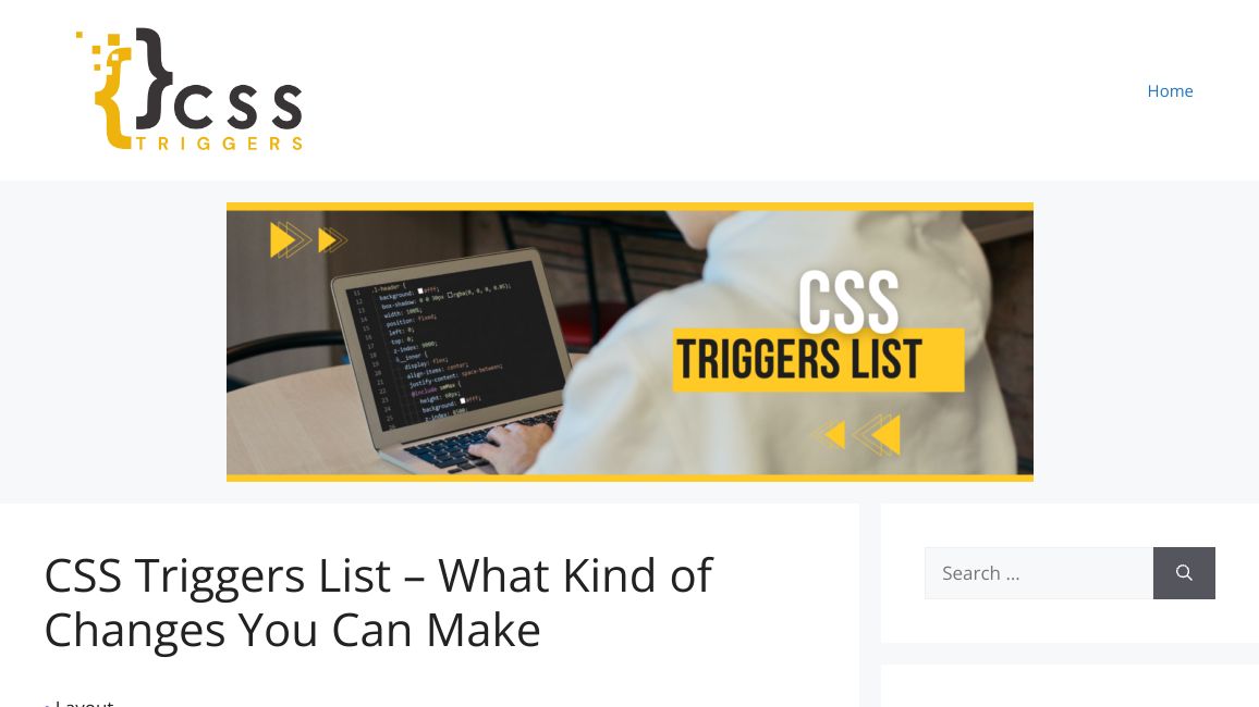 Screenshot of CSS Triggers