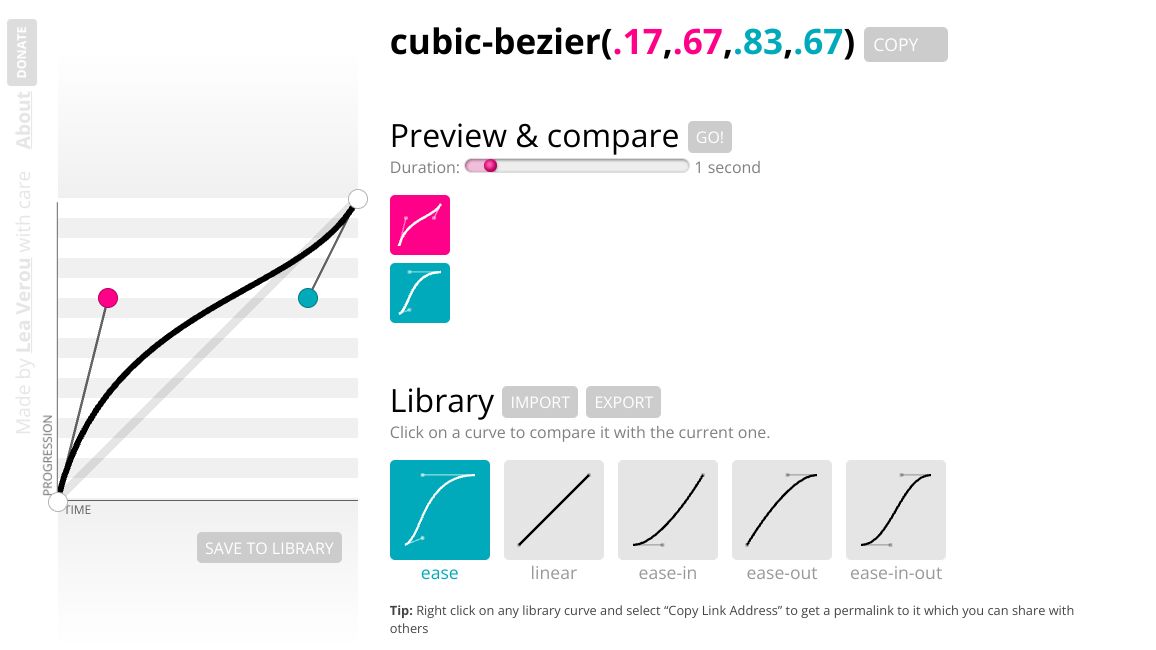 Screenshot of cubic-bezier