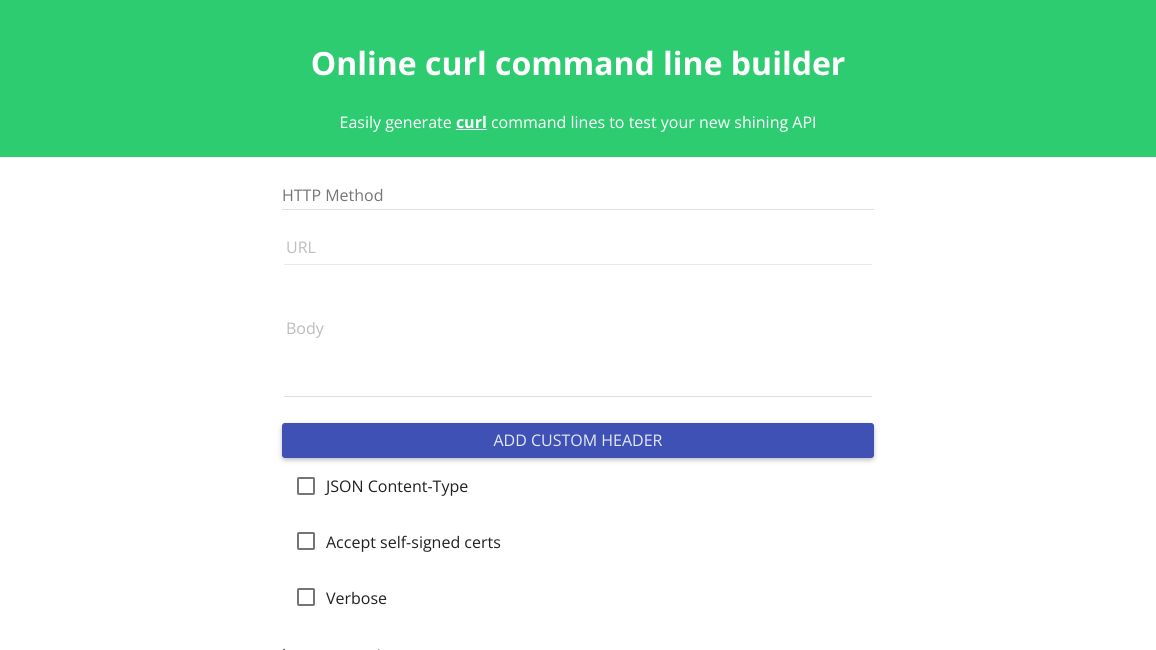 Screenshot of Online Curl Command Line Builder