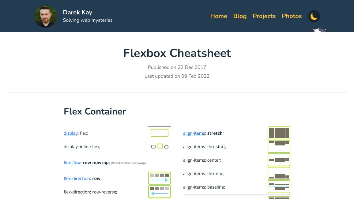 Screenshot of Flexbox Cheatsheet