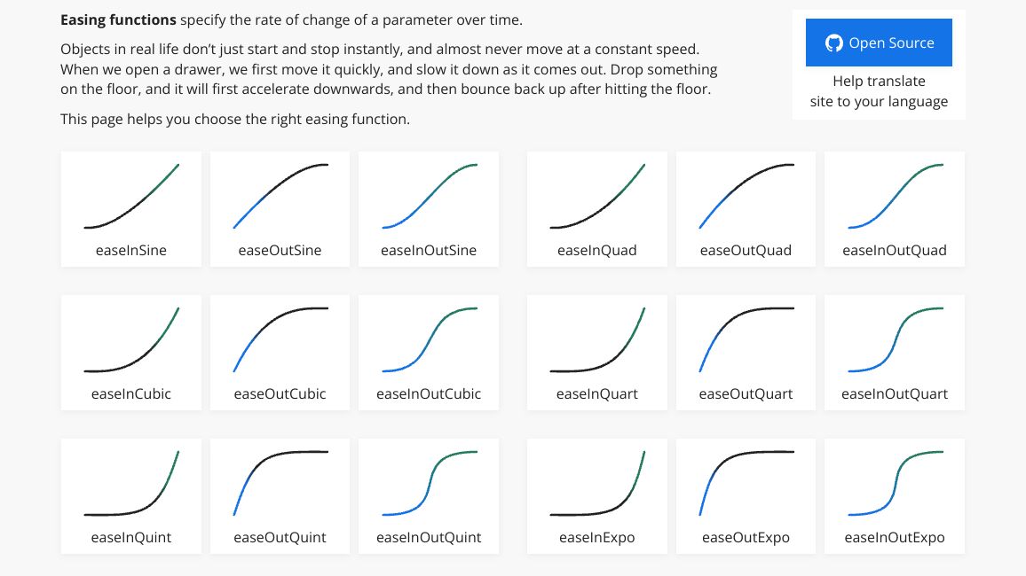 Screenshot of easings.net