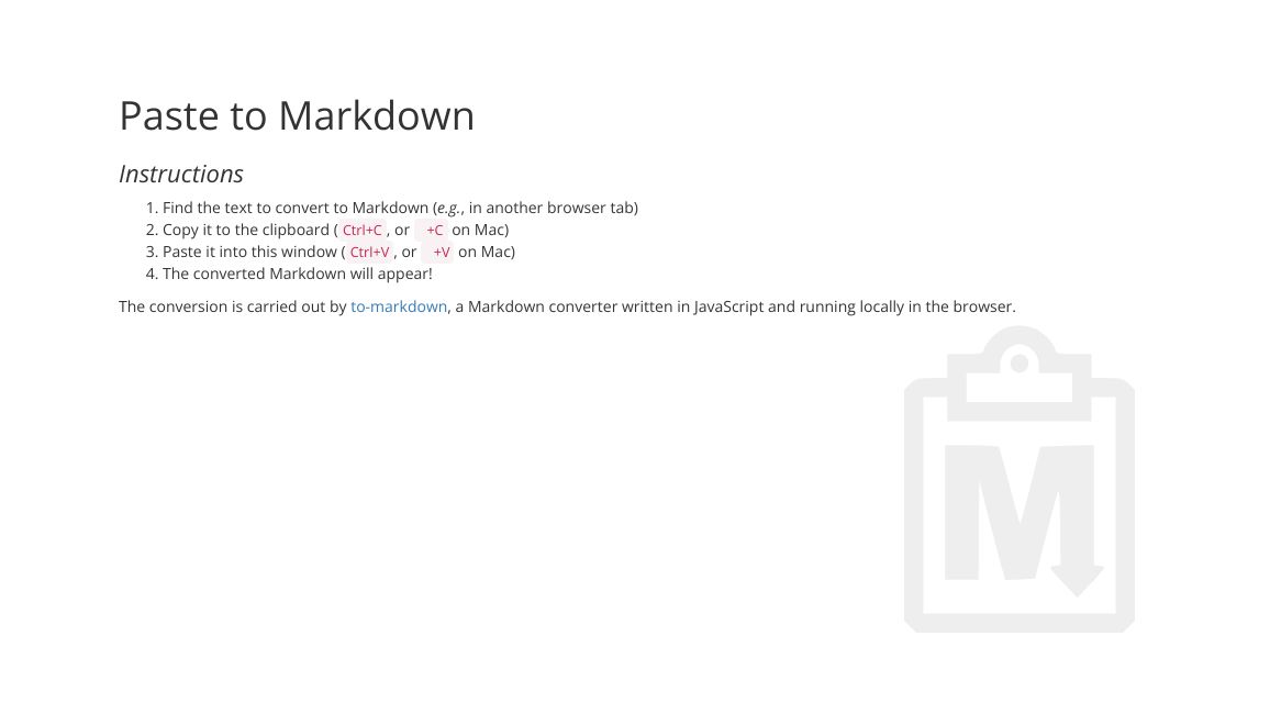 Screenshot of Clipboard2Markdown