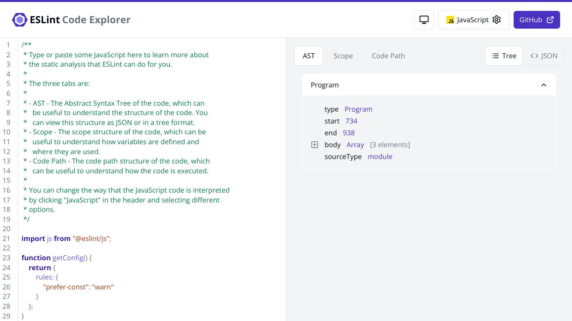 Screenshot of ESLint Code Explorer