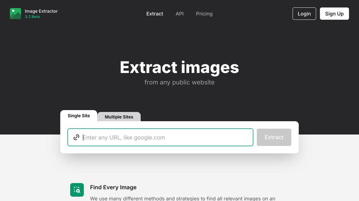 Screenshot of extract.pics