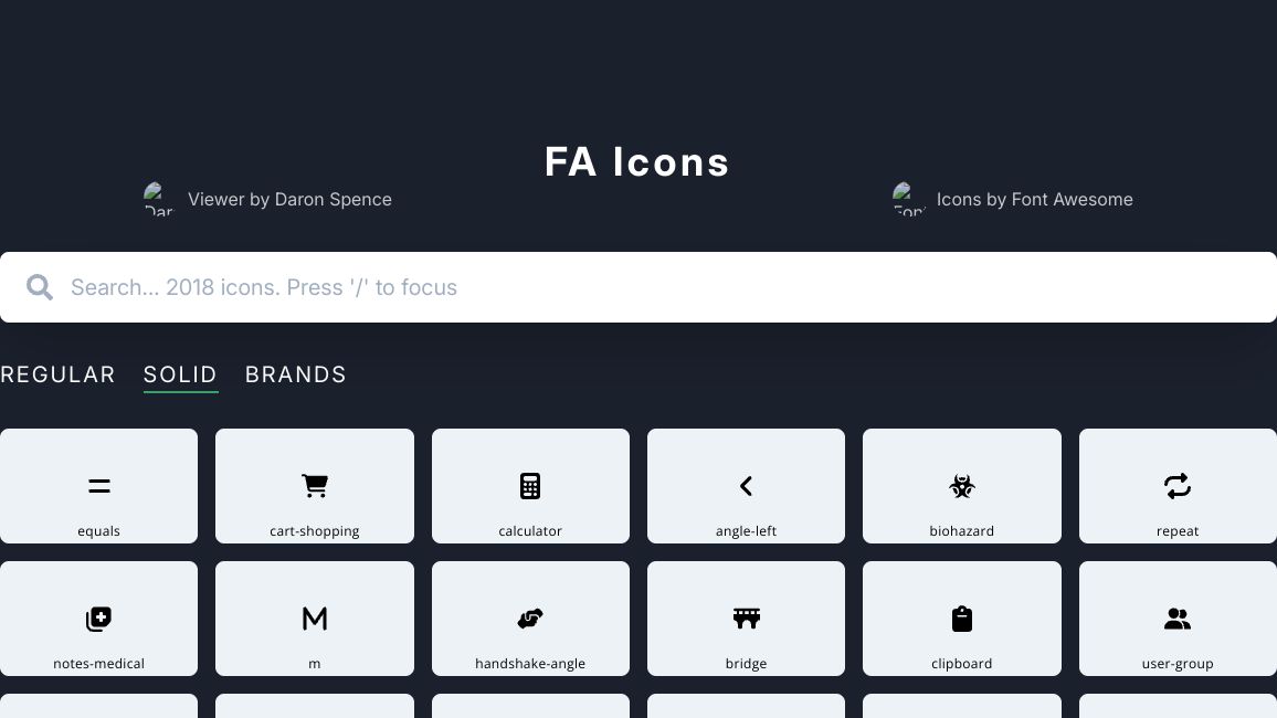 Screenshot of FA Icons.dev