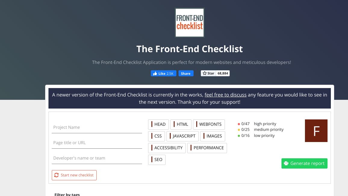 Screenshot of The Front-End Checklist