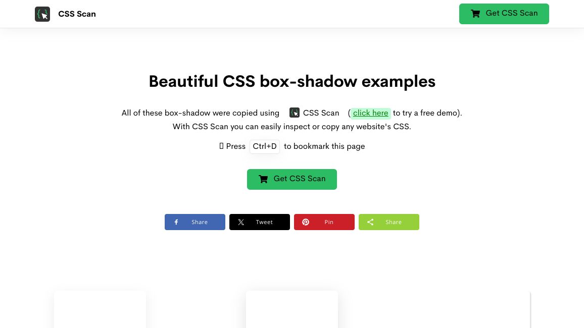 Screenshot of Beautiful CSS box-shadow examples