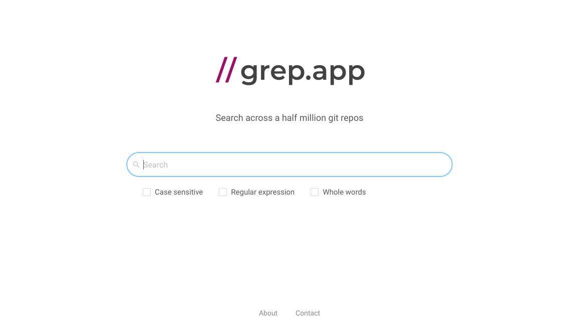 Screenshot of grep.app