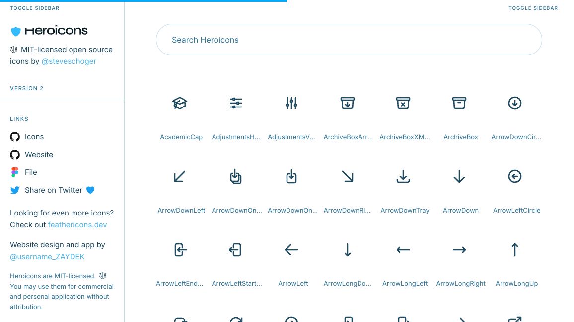 Screenshot of Heroicons