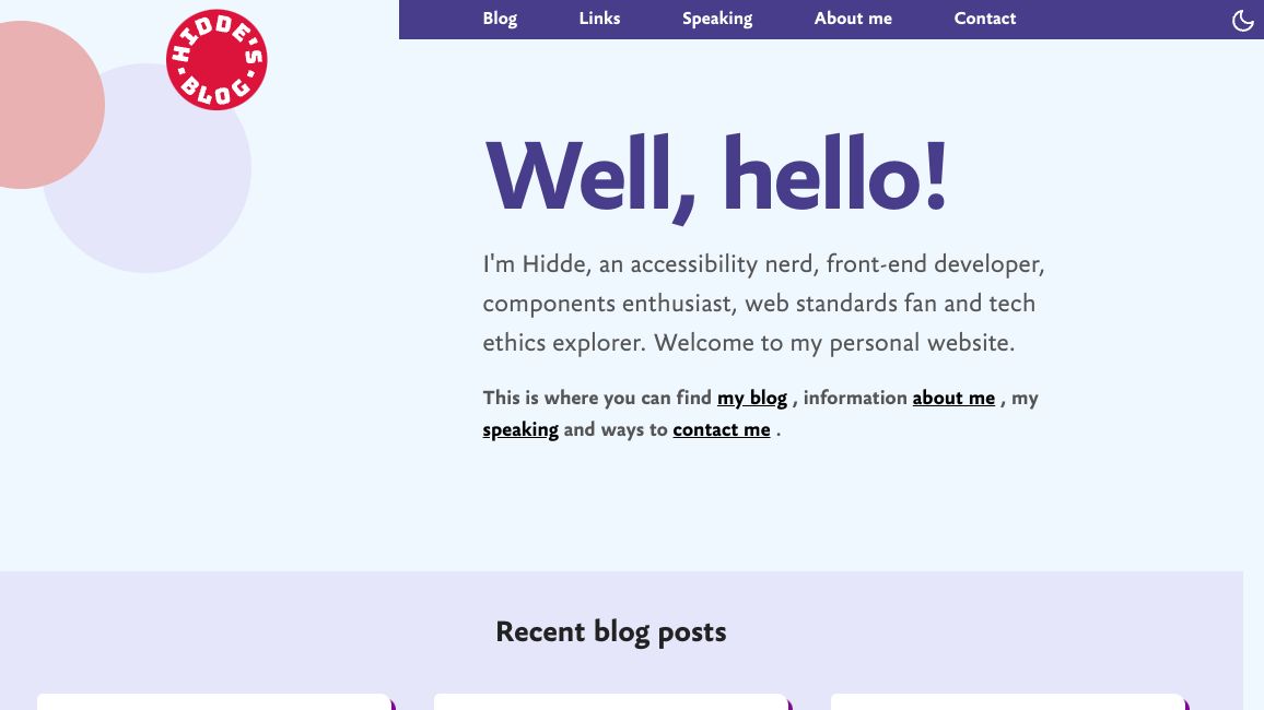 Page screenshot of hidde.blog/