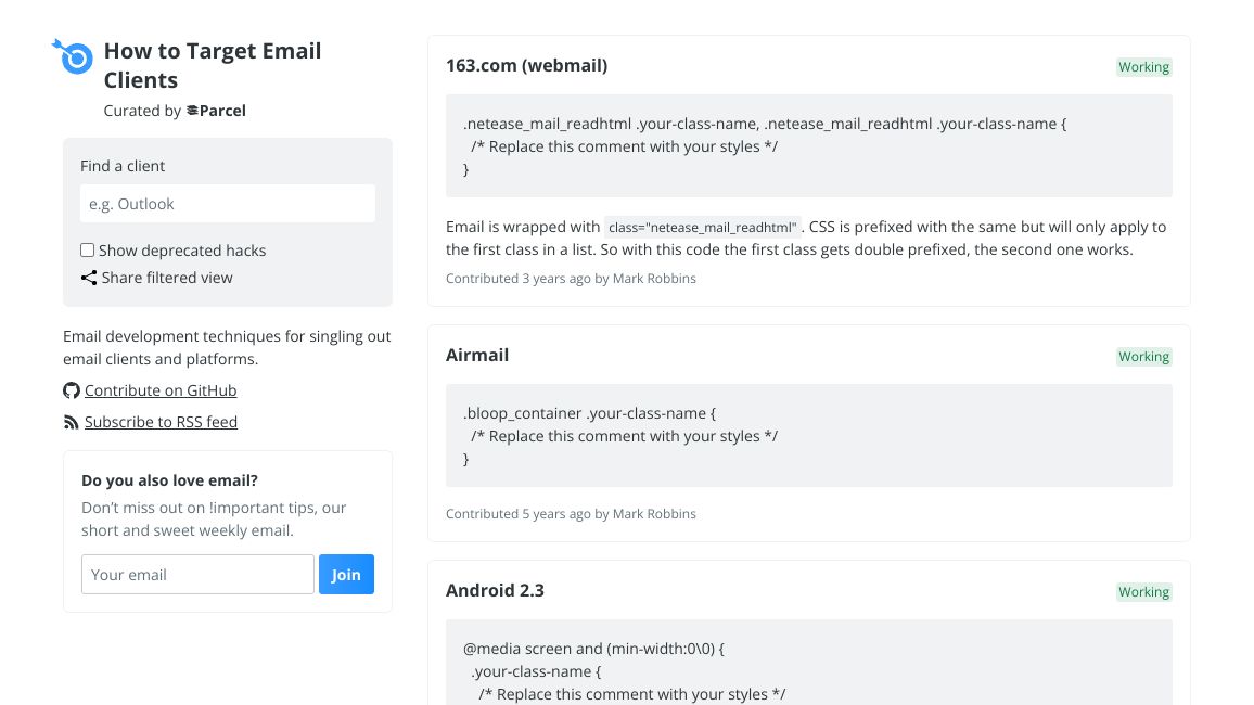 Screenshot of How to Target Email Clients