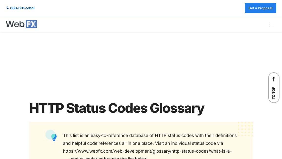 Screenshot of HTTP Status Codes