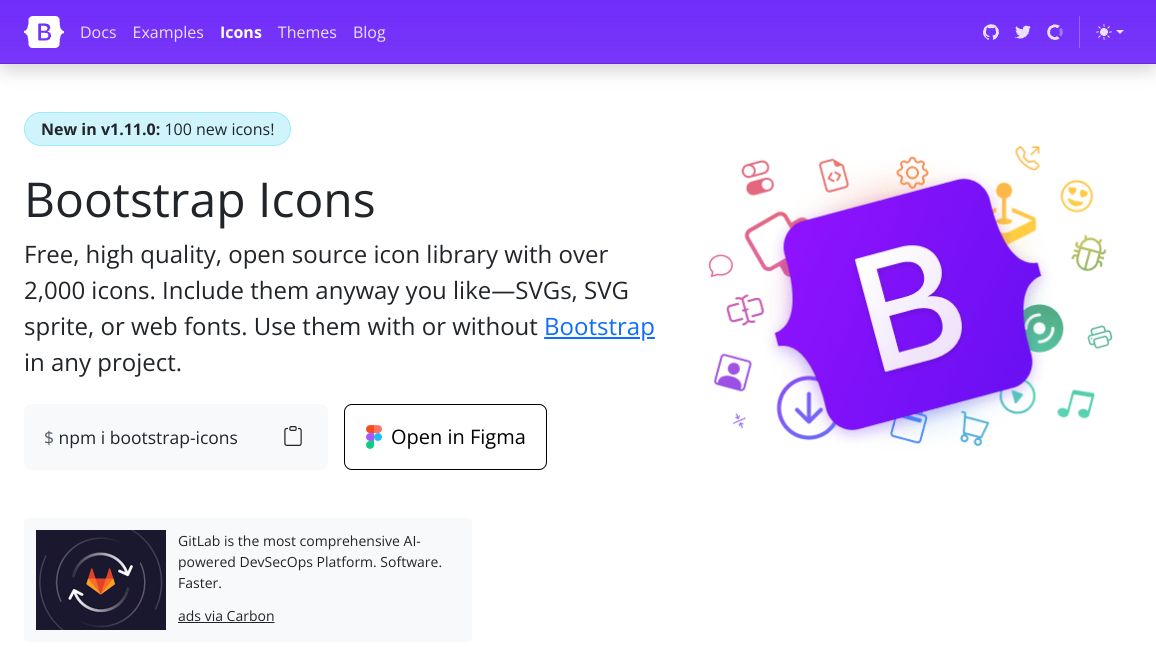 Screenshot of Bootstrap Icons