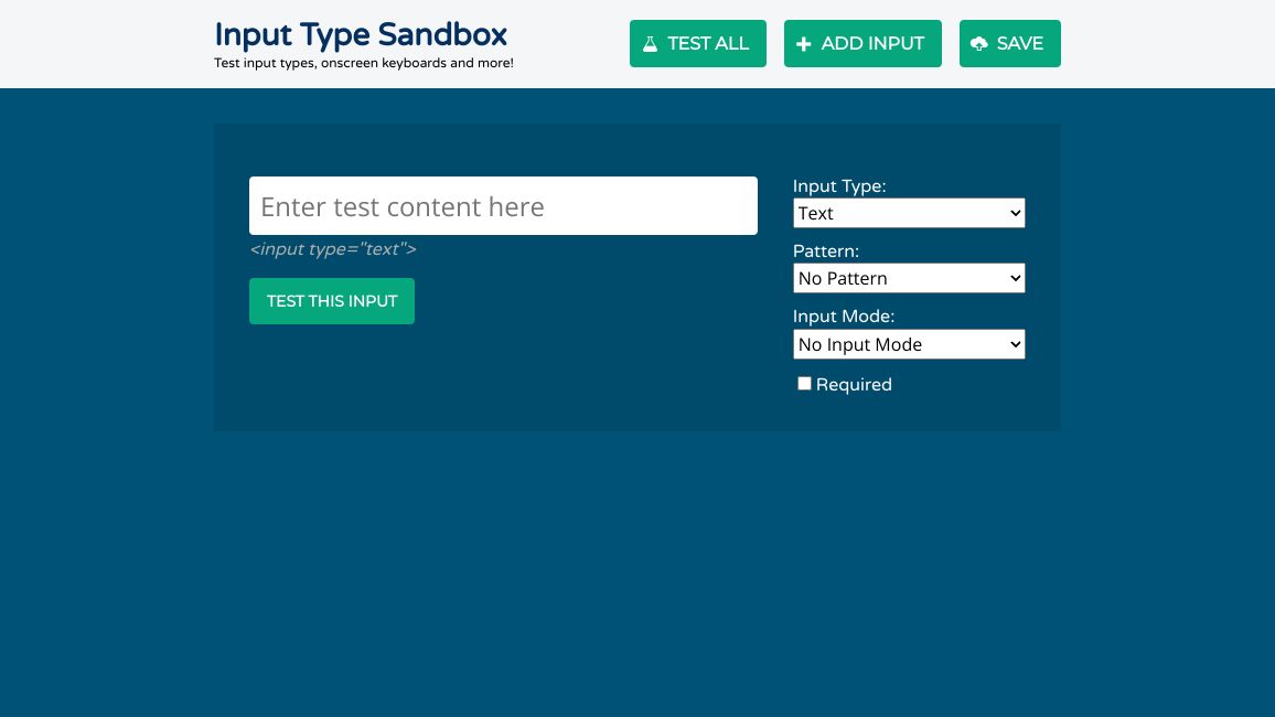 Screenshot of Input Type Sandbox