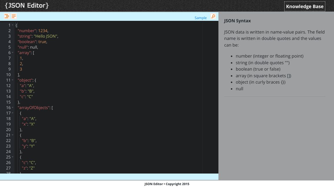 Screenshot of JSON Editor