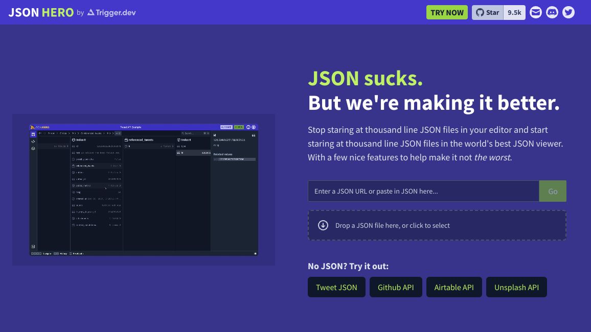 Screenshot of JSONHERO