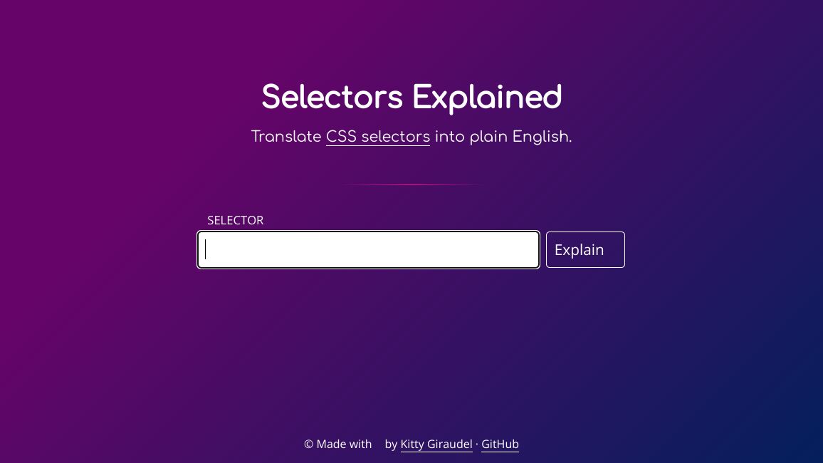 Screenshot of Selectors Explained