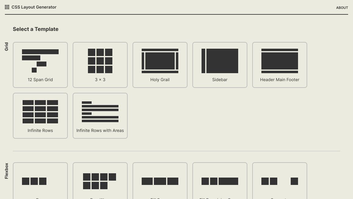 Screenshot of CSS Layout Generator