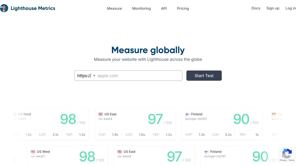 Screenshot of Lighthouse Metrics