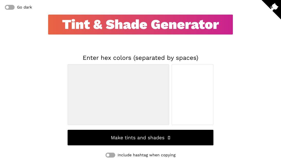 Screenshot of Tint & Shade Generator