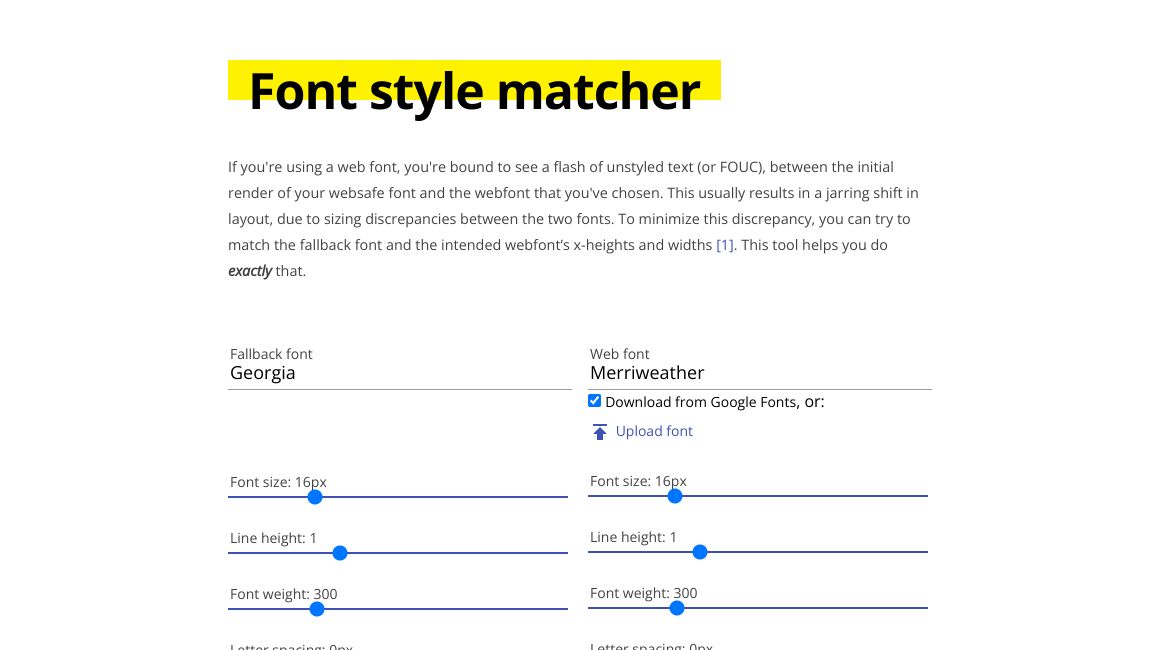 Screenshot of Font style matcher