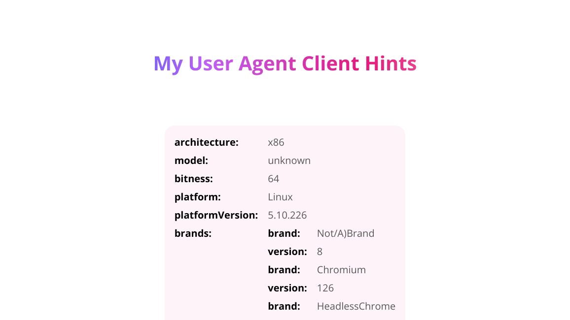 Screenshot of My User Agent Client Hints