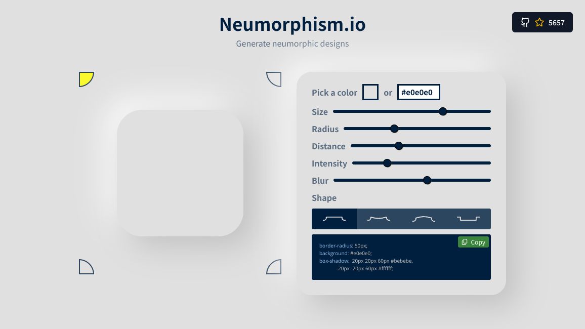 Screenshot of Neumorphism.io