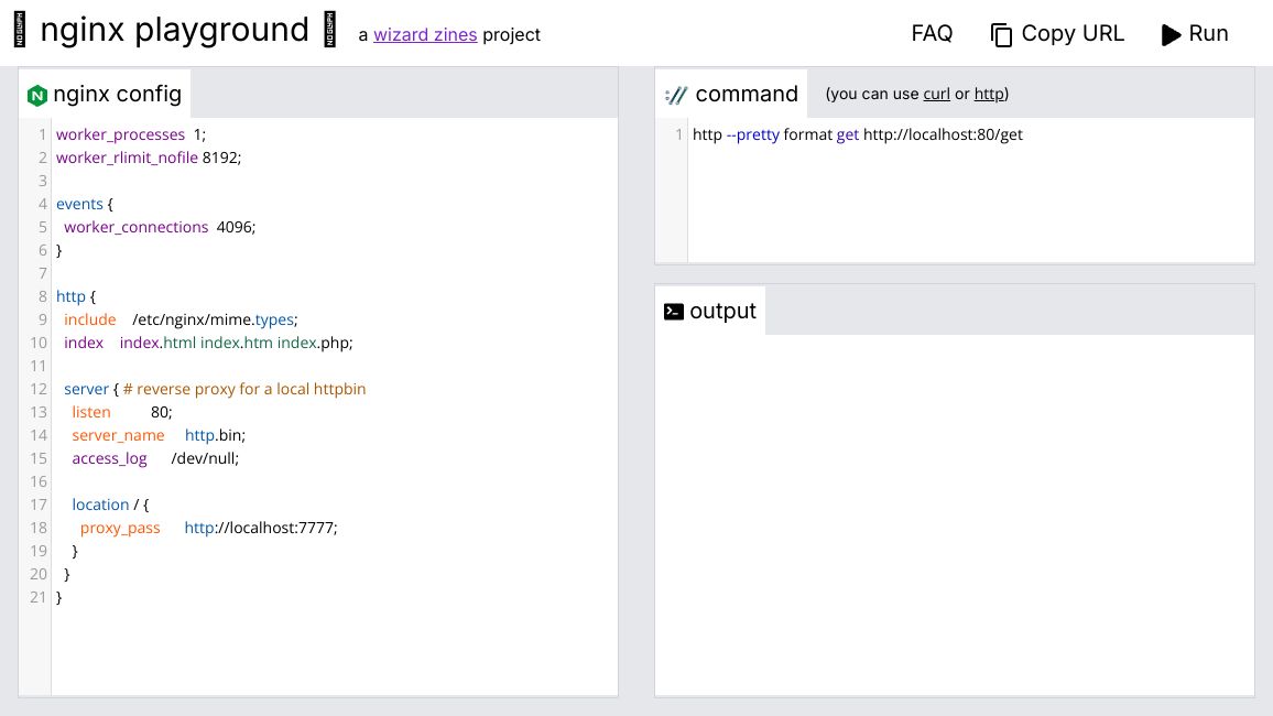 Screenshot of nginx playground