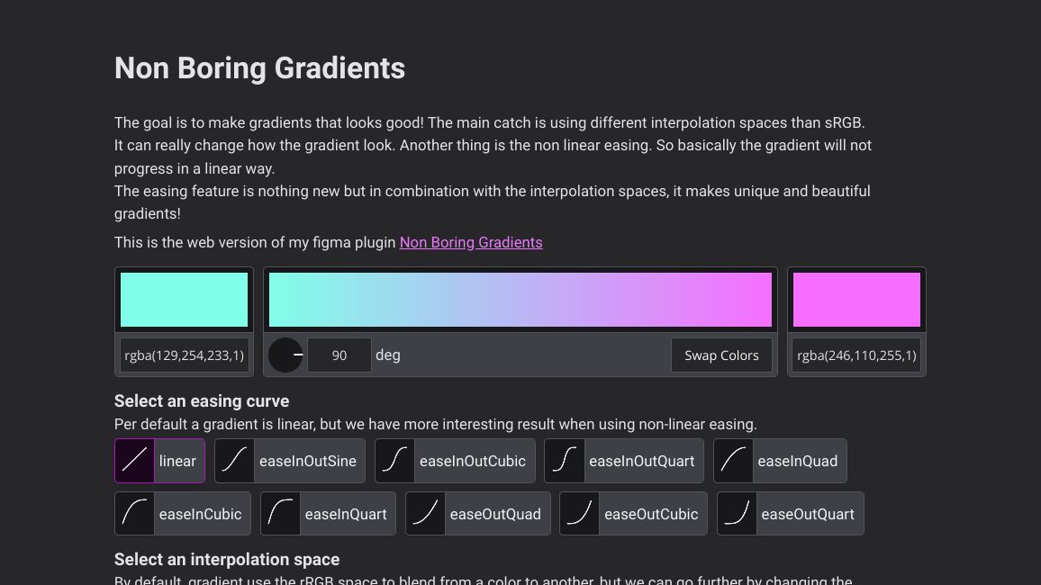 Screenshot of Non Boring Gradients