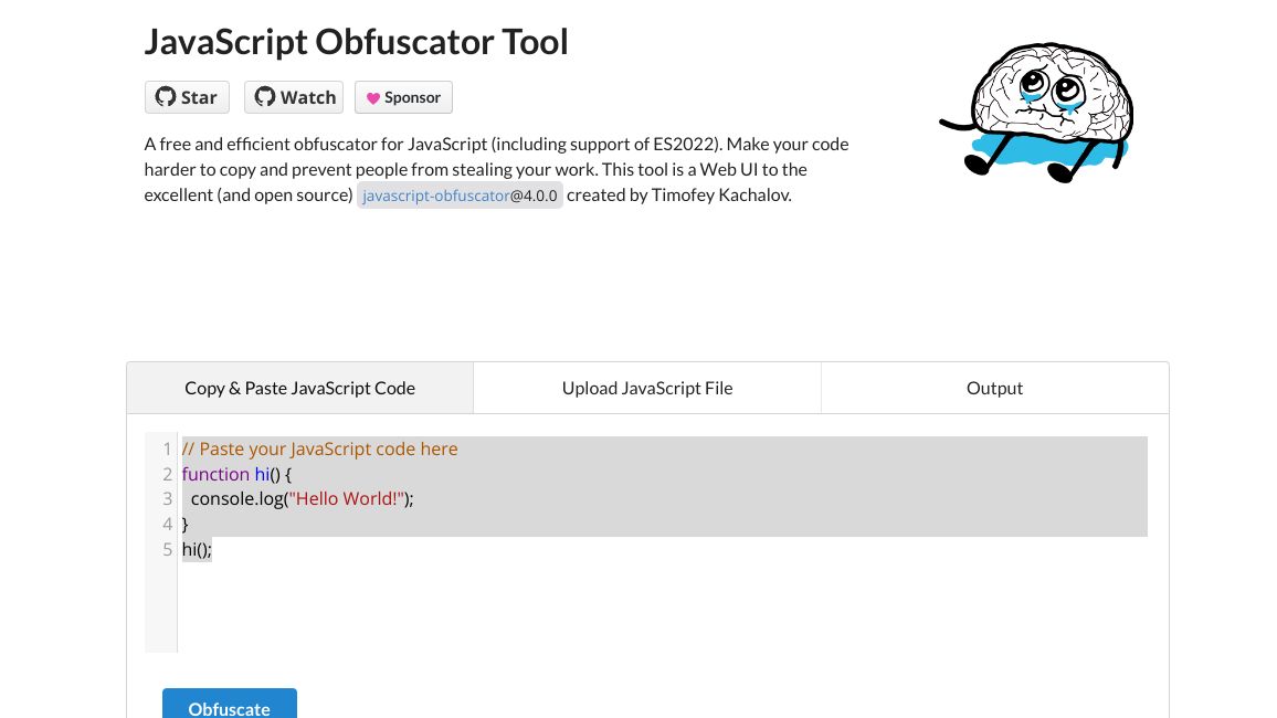 Screenshot of Javascript Obfuscator