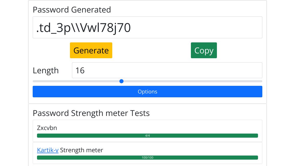 Screenshot of Password Generator