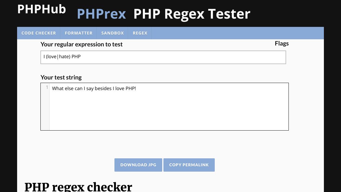 Screenshot of PHPrex