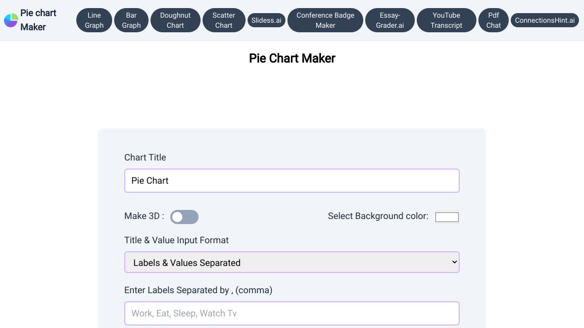 Screenshot of Pie Chart Maker