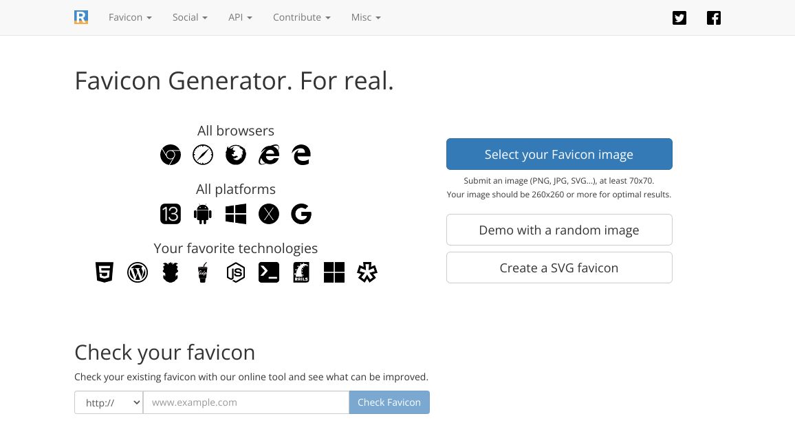 Screenshot of Favicon Generator. For real.