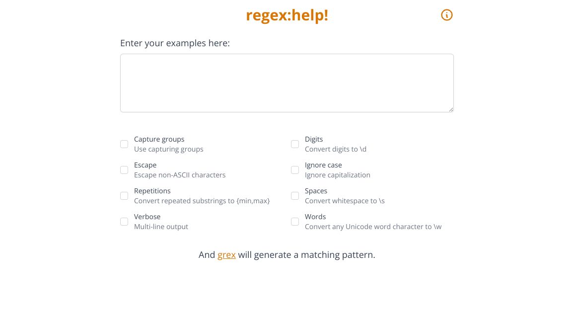 Screenshot of regex:help!