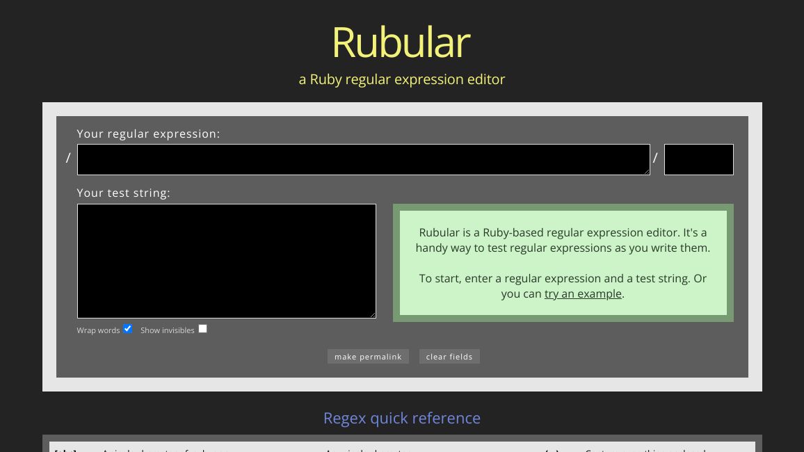 Screenshot of Rubular